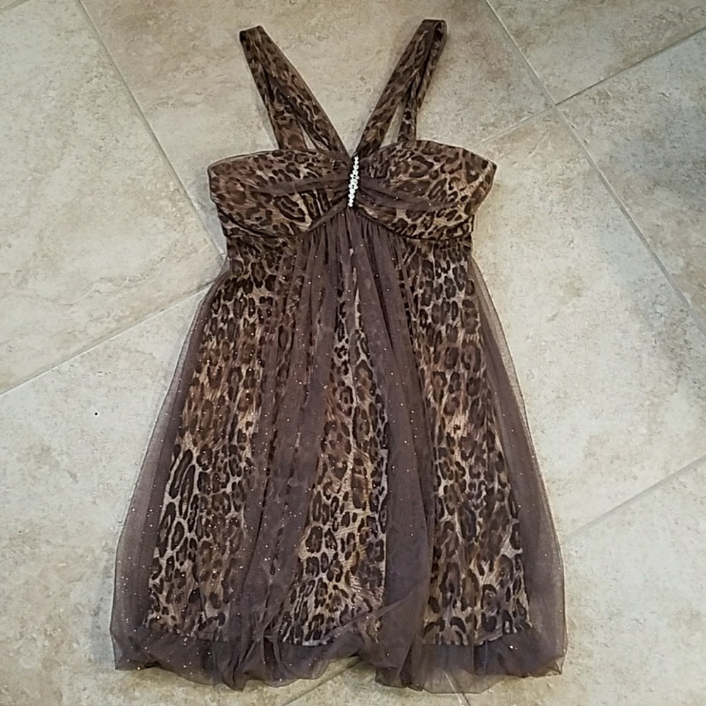 B. Darlin leopard glitter mini formal dress